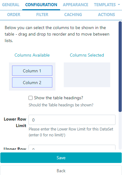 DataSet View Configuration